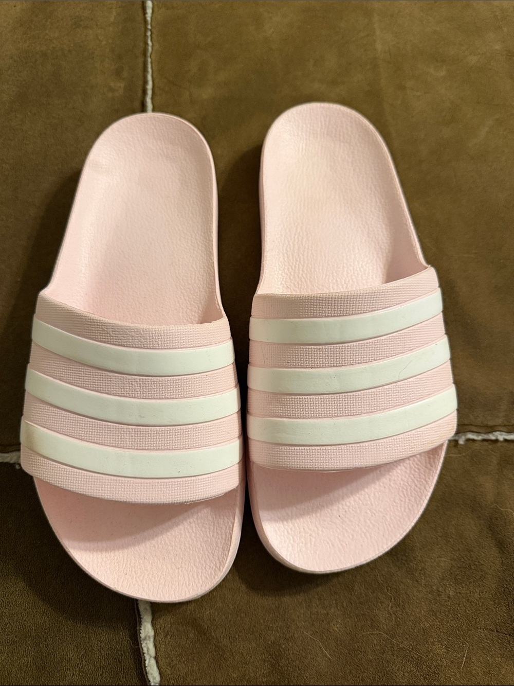 adidas Pink Slide Sandals with White Stripes